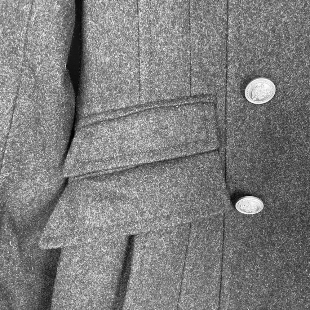 Laundry by Shelli Segal Grey Double Breasted Pea Coat - Sz 2 - Picture 4 of 10